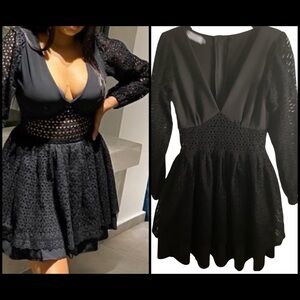Rendoll Lagos Designer Eyelet Black Hollow Fit & Flare Whimsigoth Coquette Dress